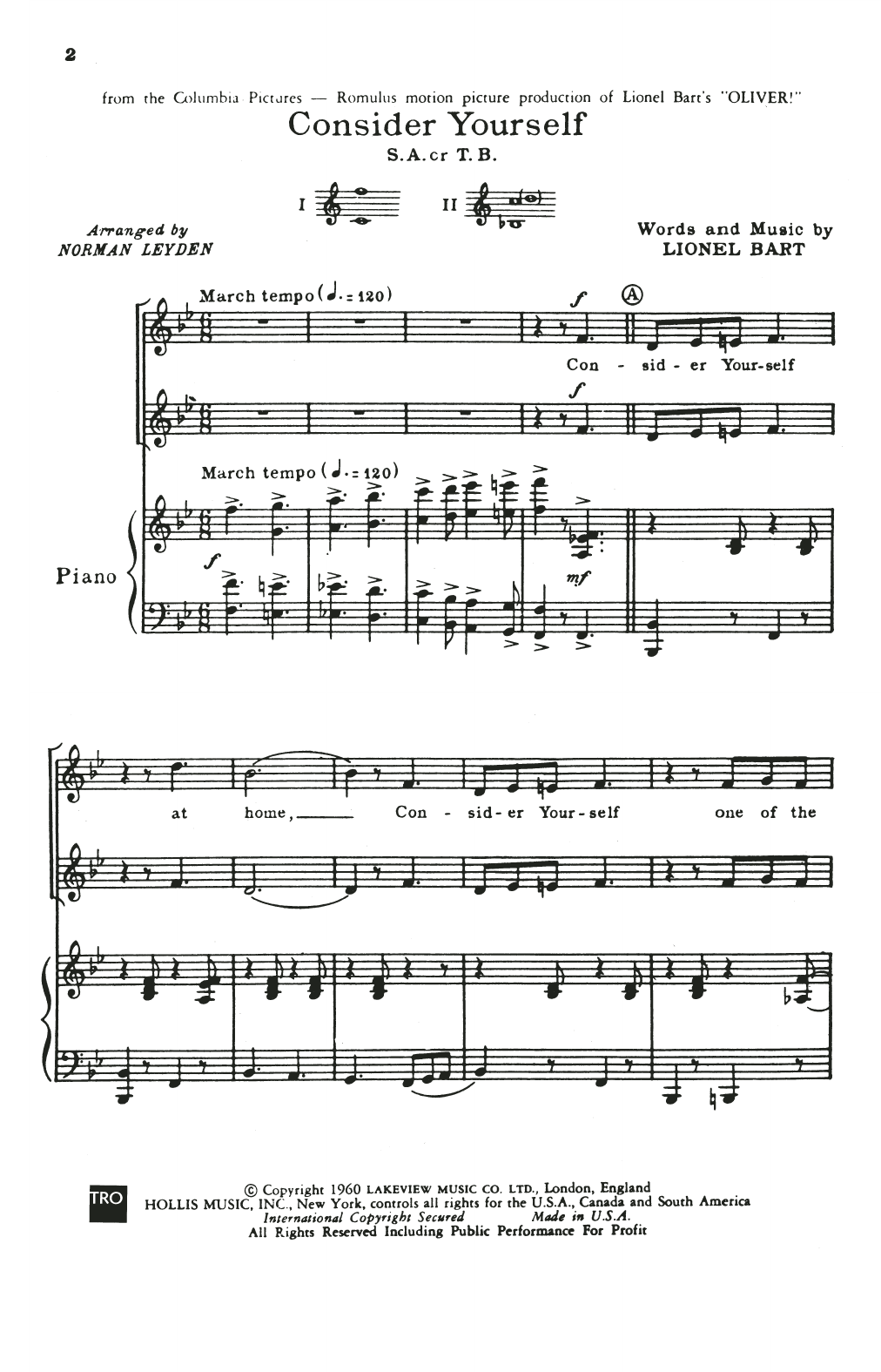 Lionel Bart Consider Yourself (from Oliver!) (arr. Norman Leyden) Sheet Music
