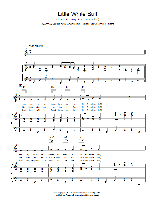 Lionel Bart Little White Bull Sheet Music