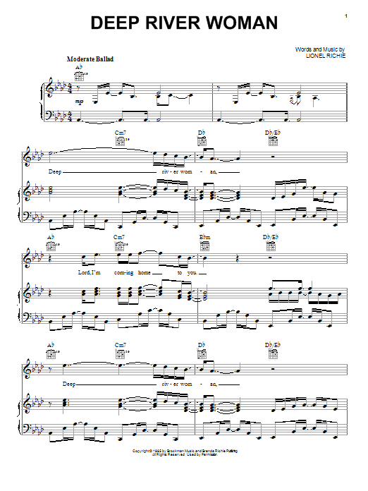 Lionel Richie Deep River Woman Sheet Music
