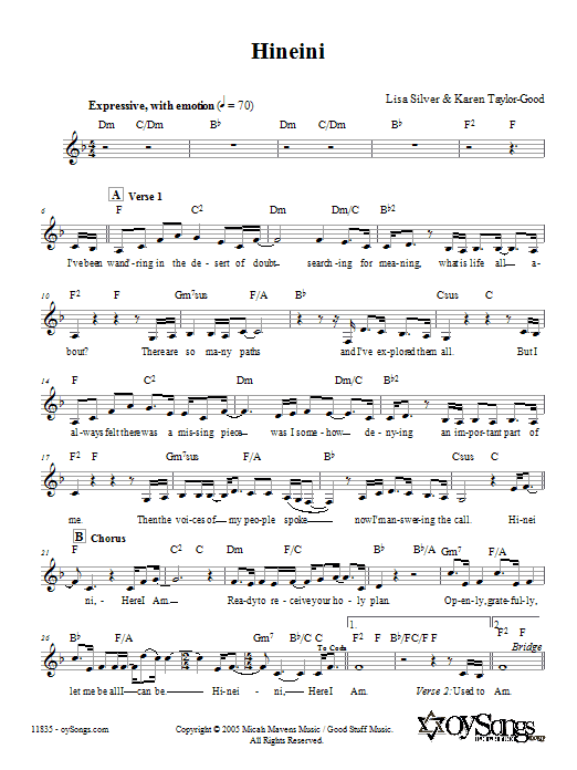 Lisa Silver Hineini Sheet Music