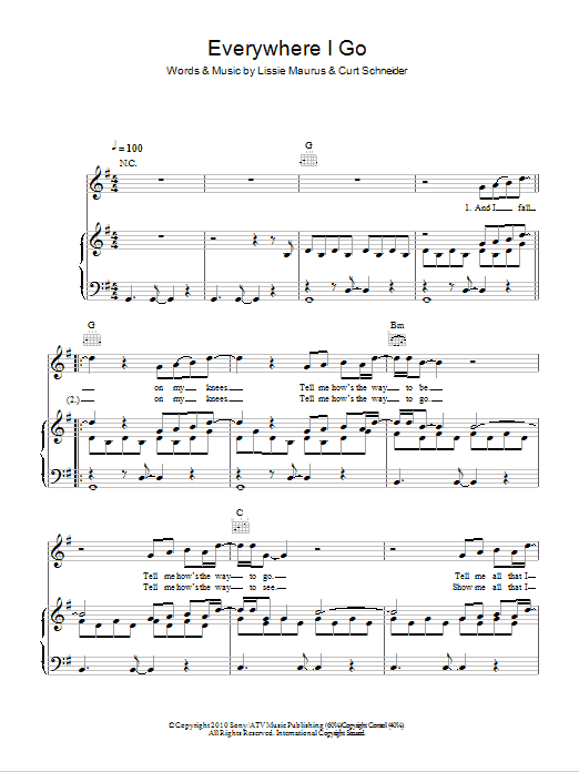 Lissie Everywhere I Go Sheet Music
