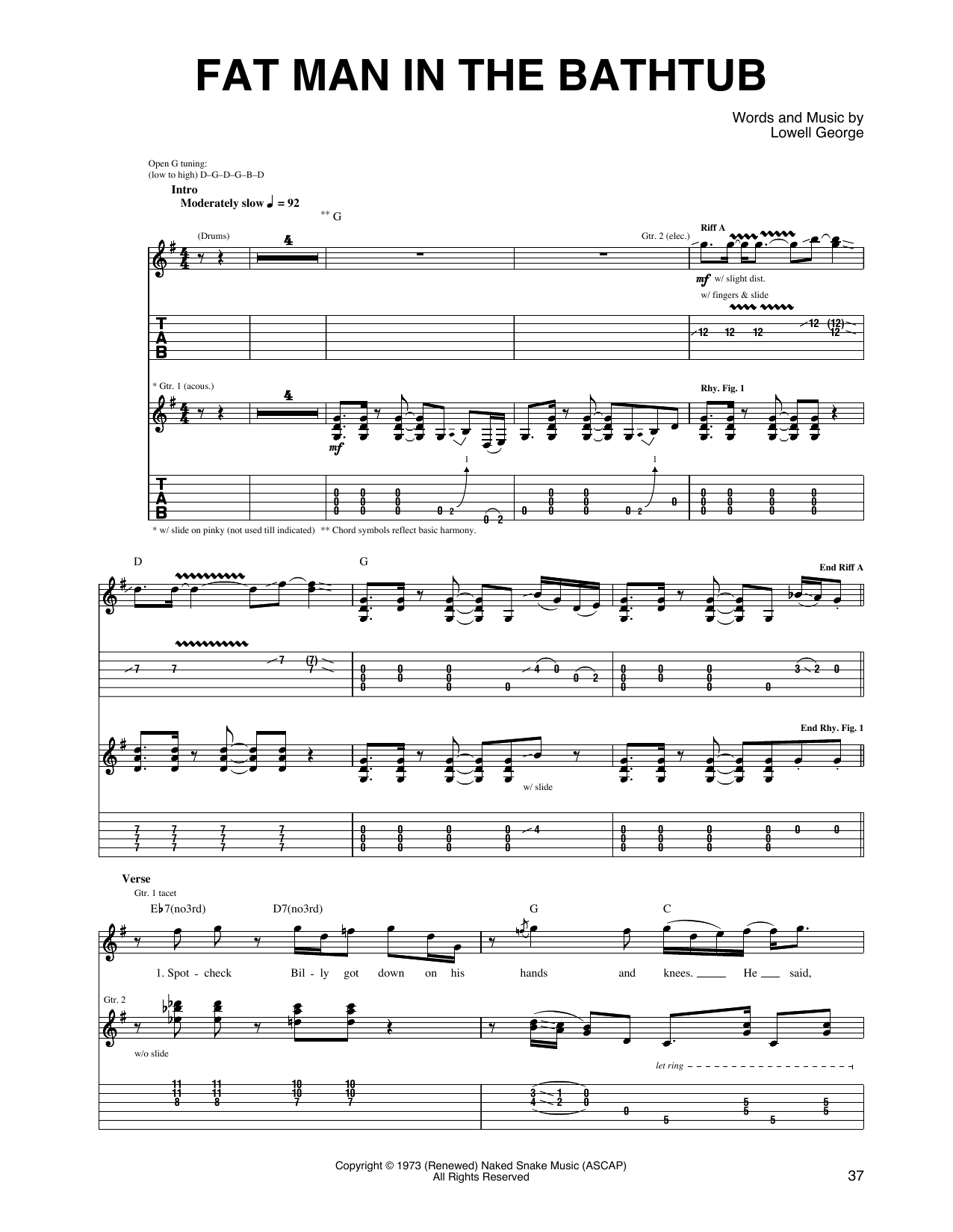 Little Feat Fat Man In The Bathtub Sheet Music