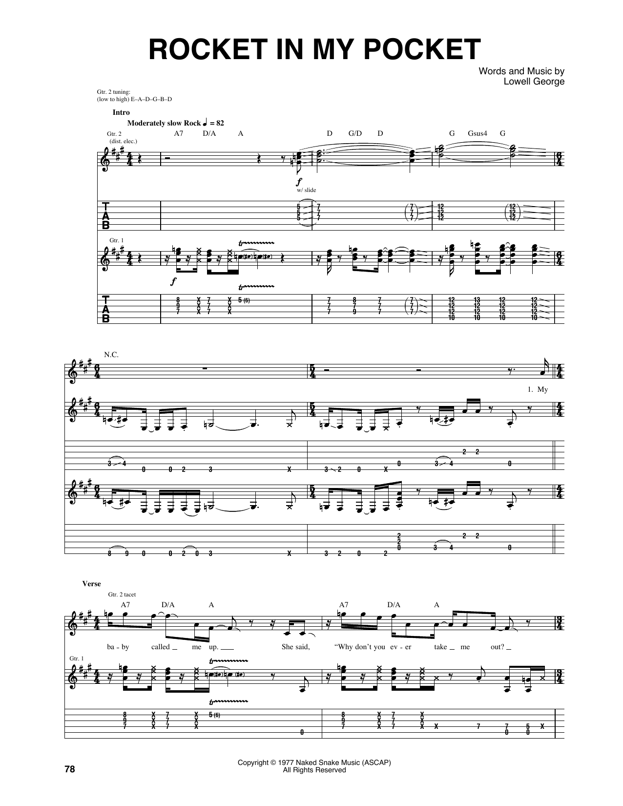 Little Feat Rocket In My Pocket Sheet Music