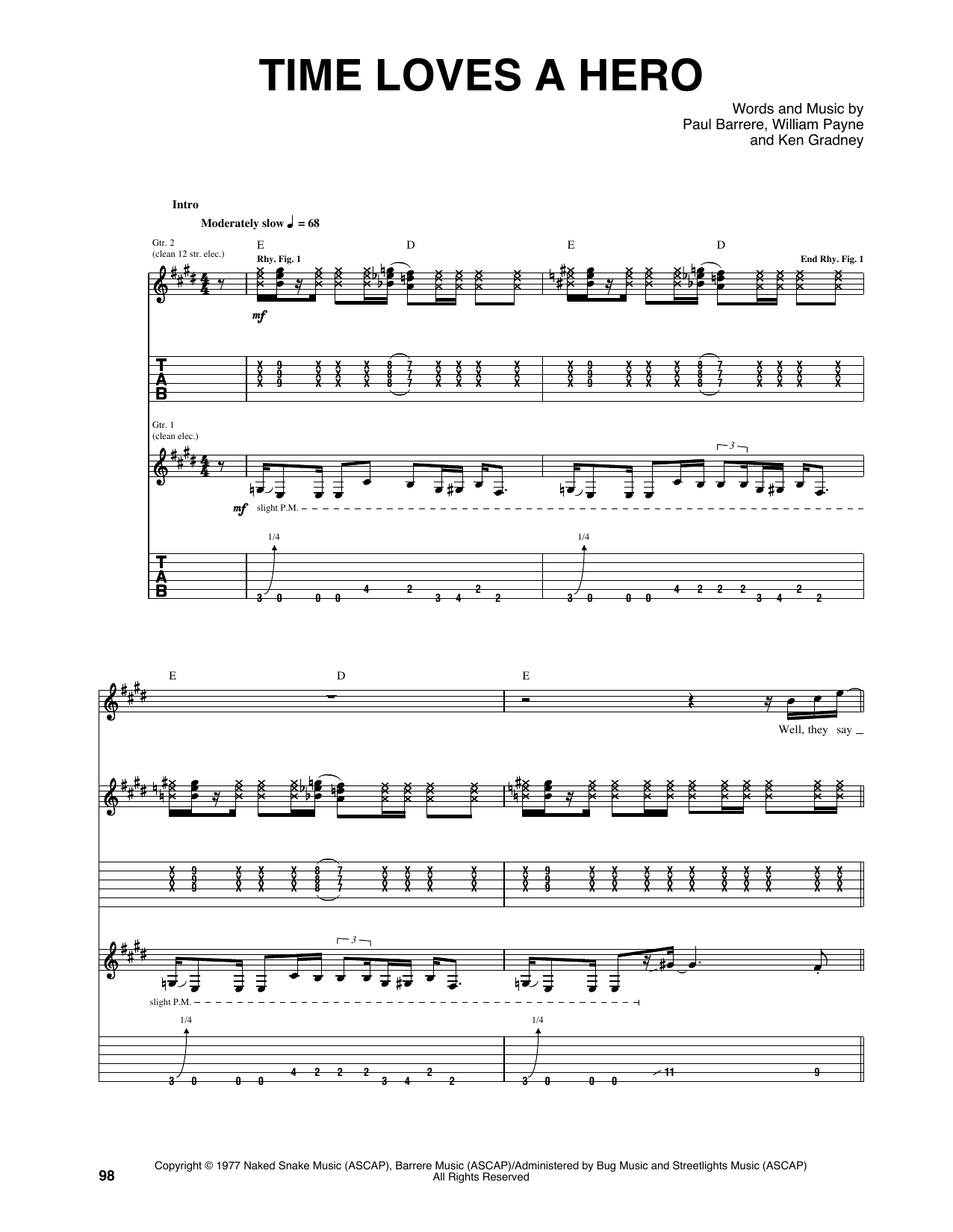 Little Feat Time Loves A Hero Sheet Music