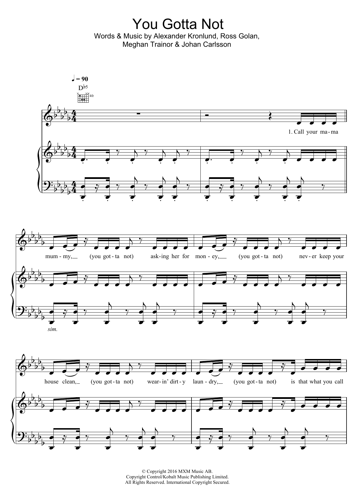 Little Mix You Gotta Not Sheet Music