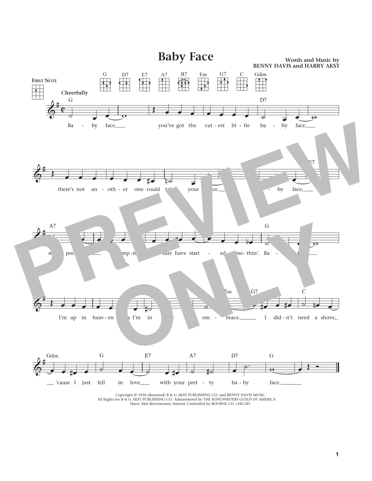 Little Richard Baby Face (from The Daily Ukulele) (arr. Liz and Jim Beloff) Sheet Music