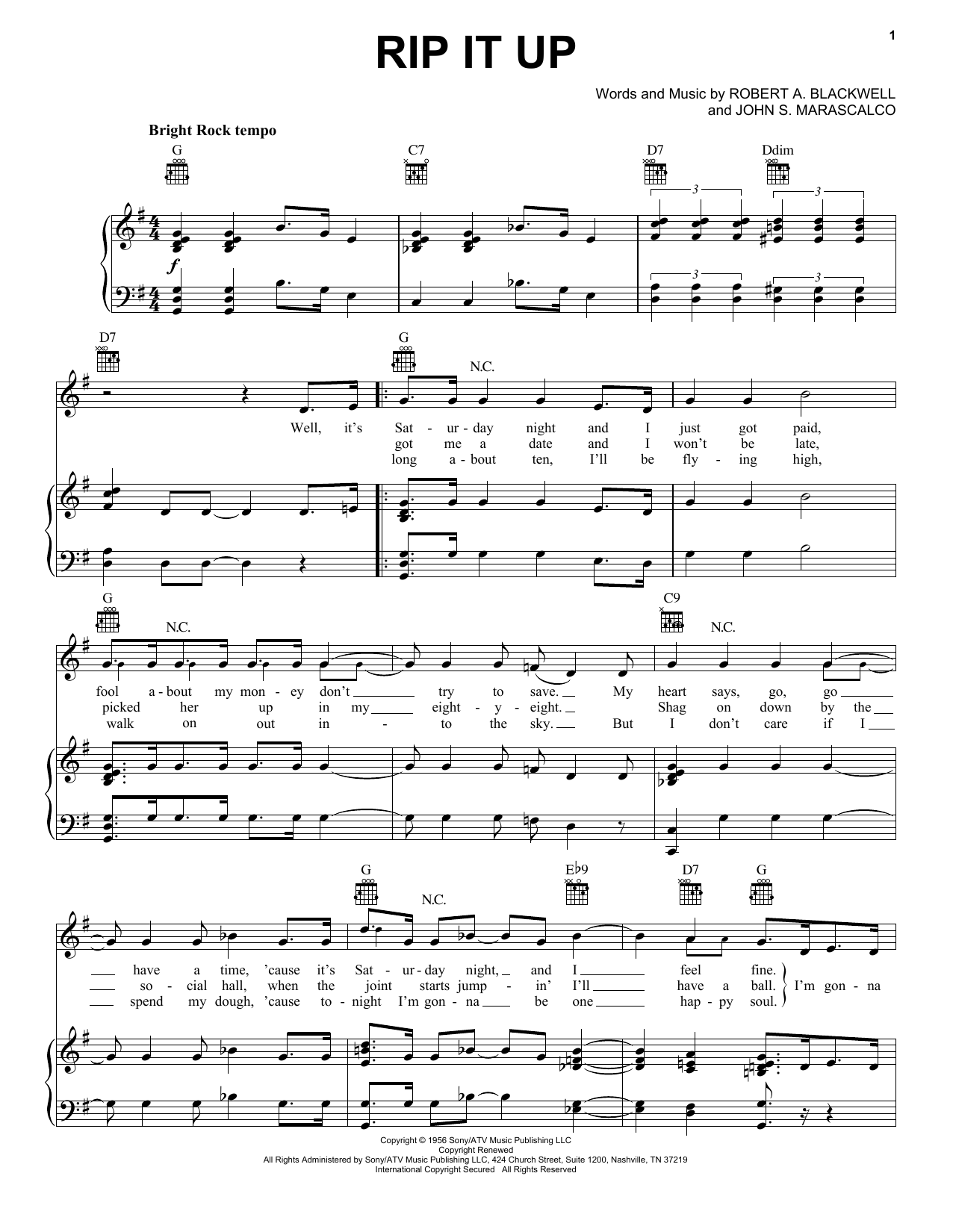 Little Richard Rip It Up Sheet Music