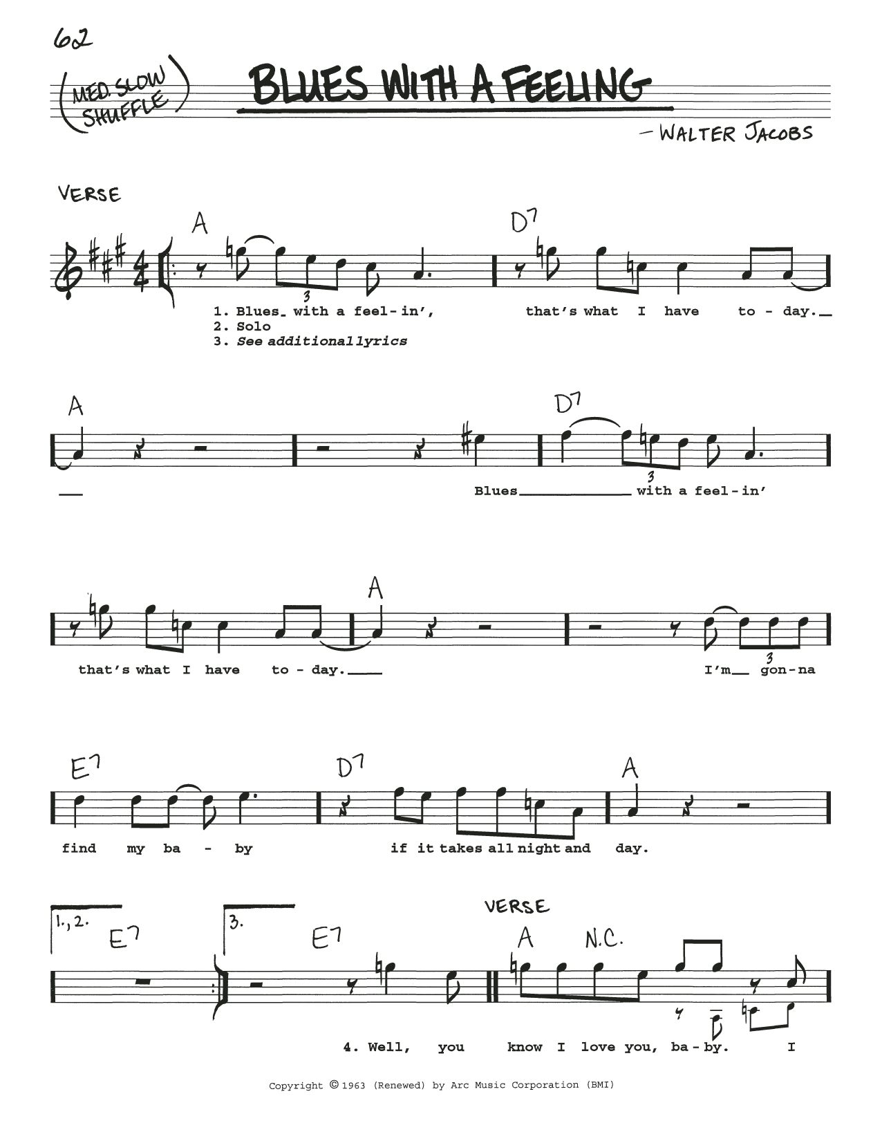 Little Walter Blues With A Feeling Sheet Music