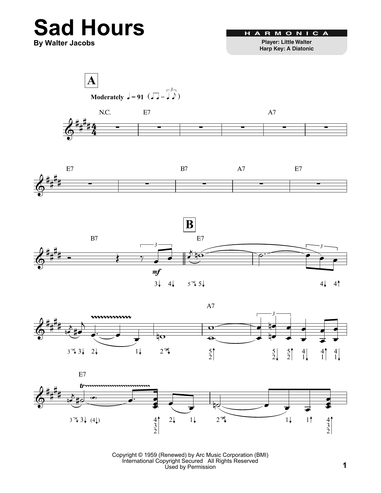 Little Walter Sad Hours Sheet Music