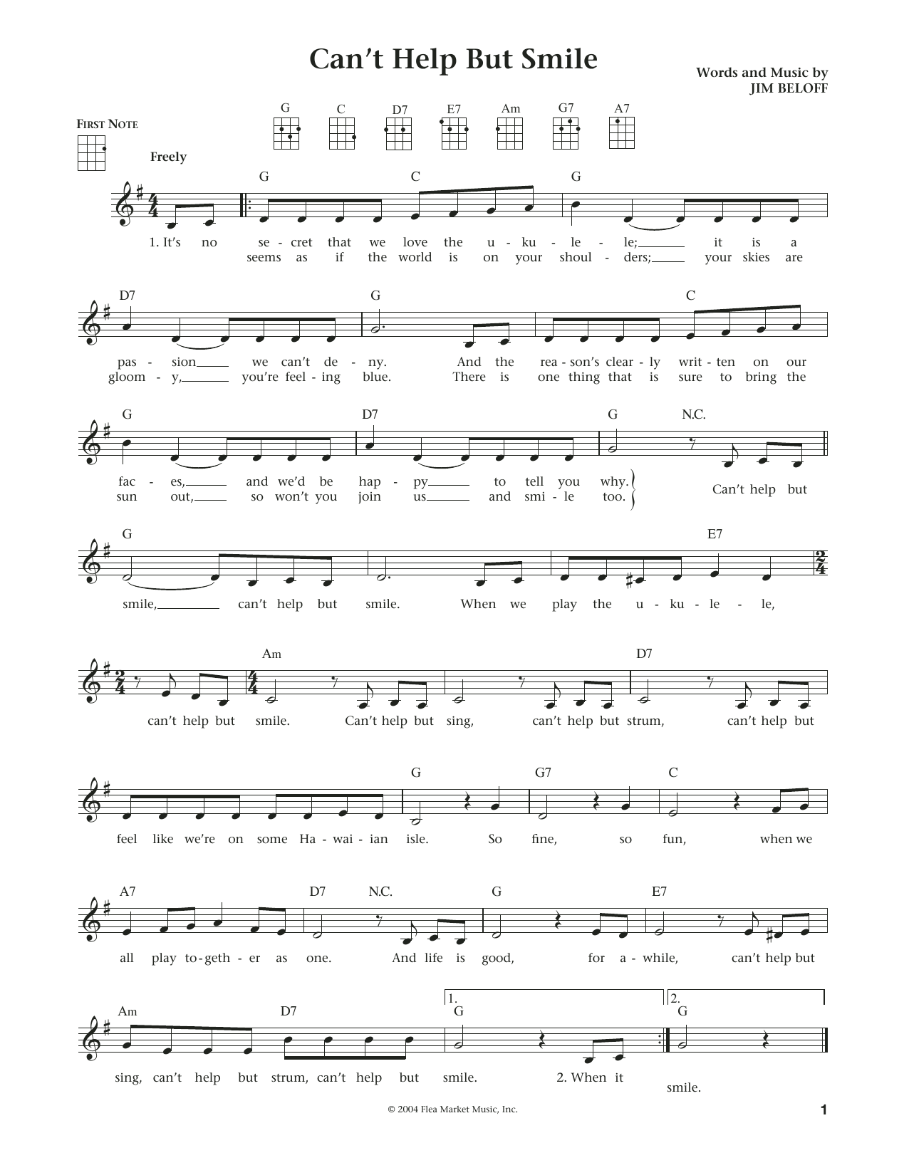 Liz and Jim Beloff Can't Help But Smile (from The Daily Ukulele) Sheet Music