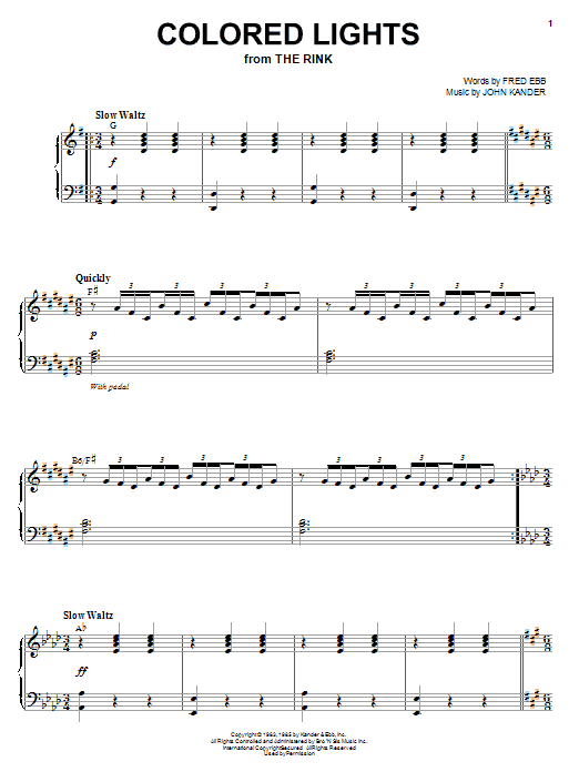 Liza Minnelli Colored Lights (from The Rink) Sheet Music