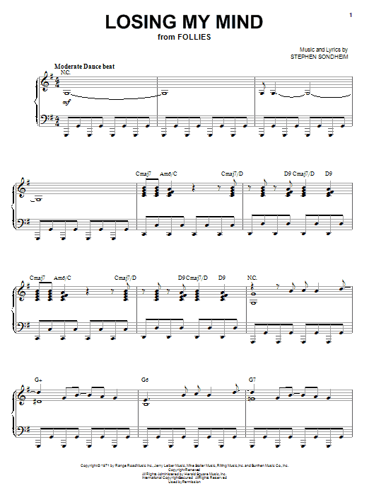 Liza Minnelli Losing My Mind Sheet Music