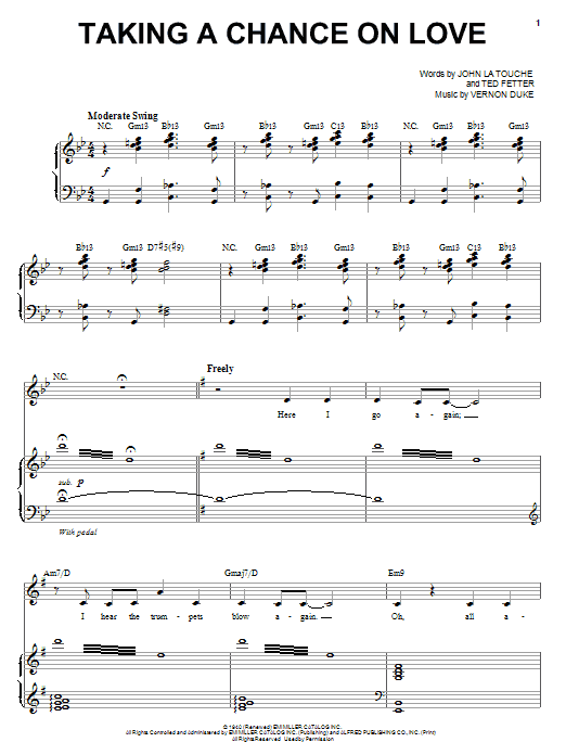 Liza Minnelli Taking A Chance On Love Sheet Music