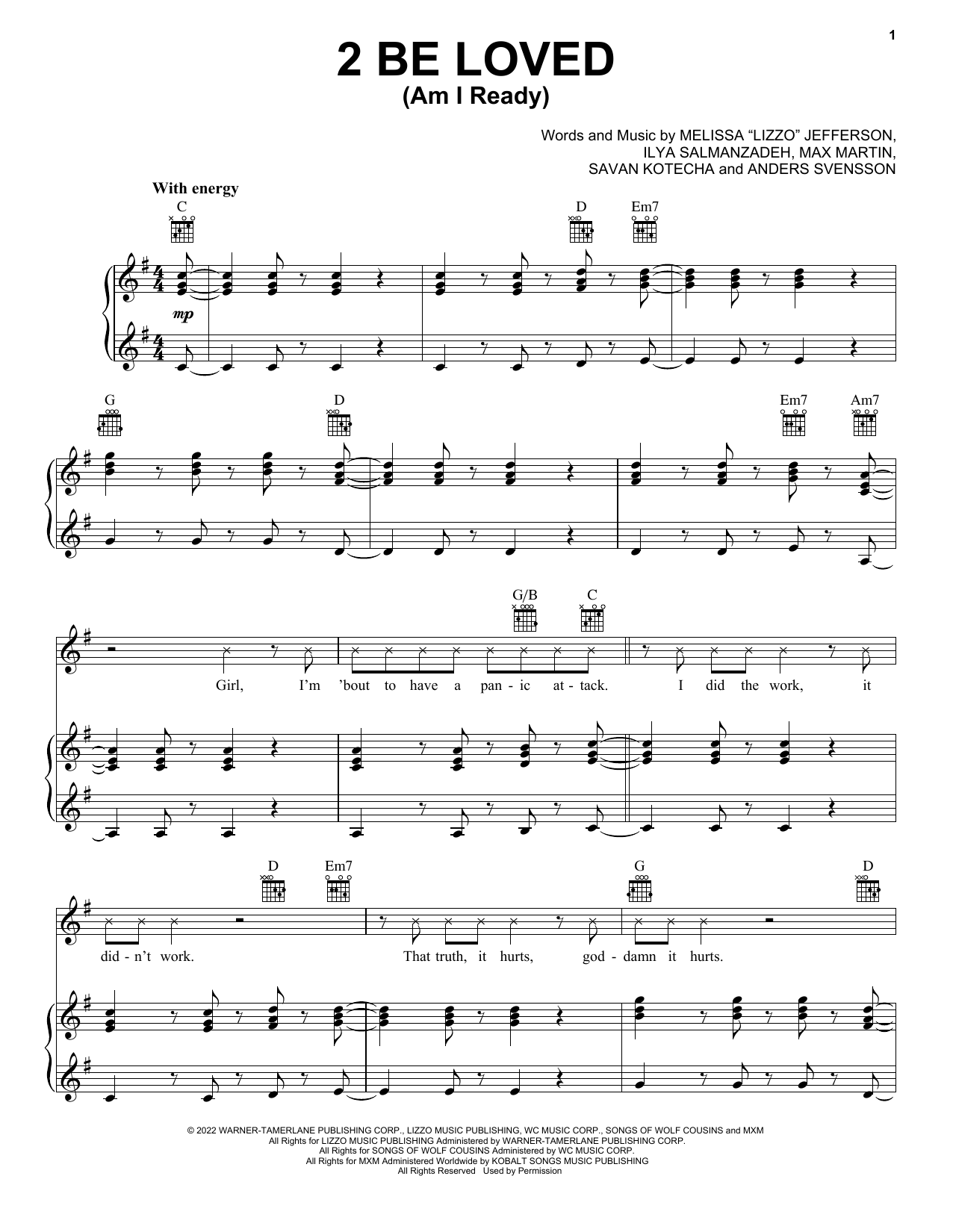 Lizzo 2 Be Loved (Am I Ready) Sheet Music