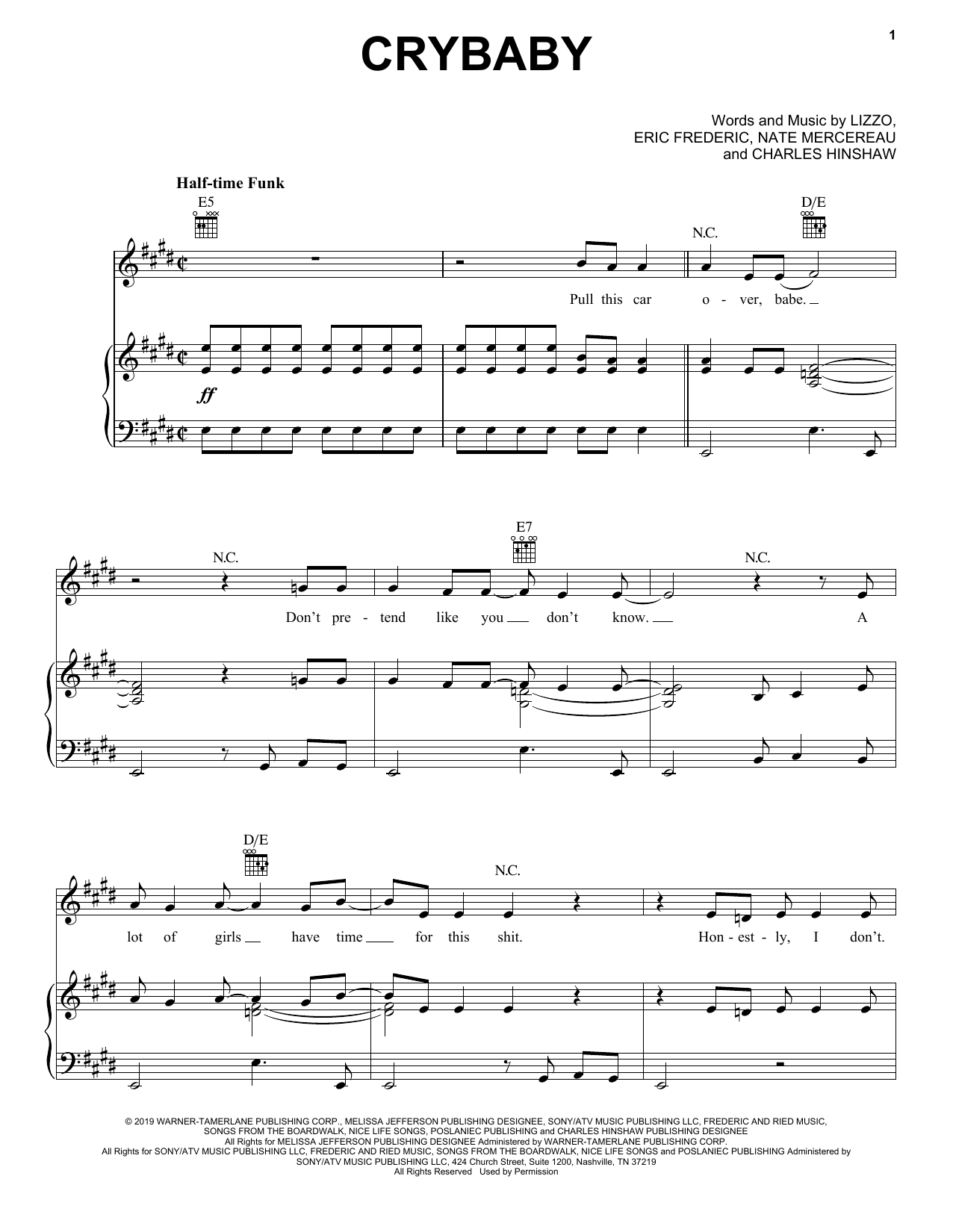 Lizzo Crybaby Sheet Music