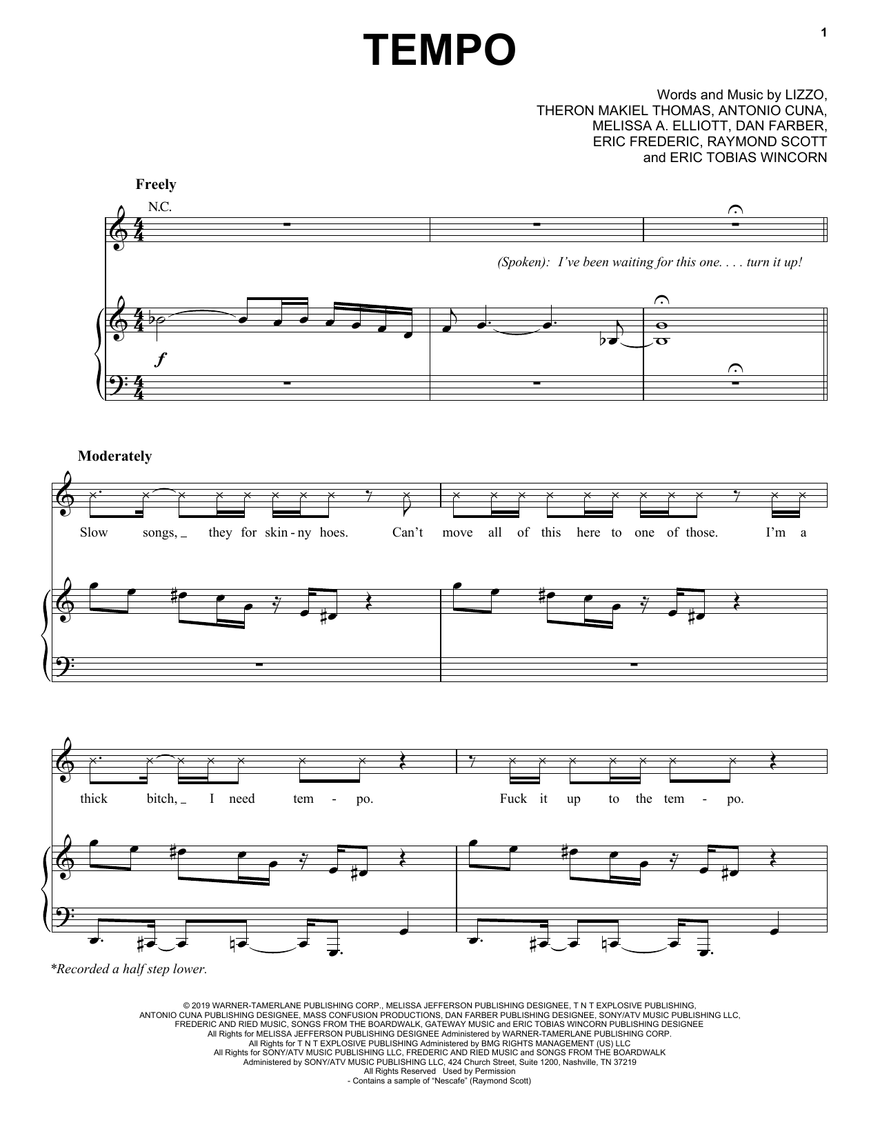 Lizzo Tempo (feat. Missy Elliott) Sheet Music