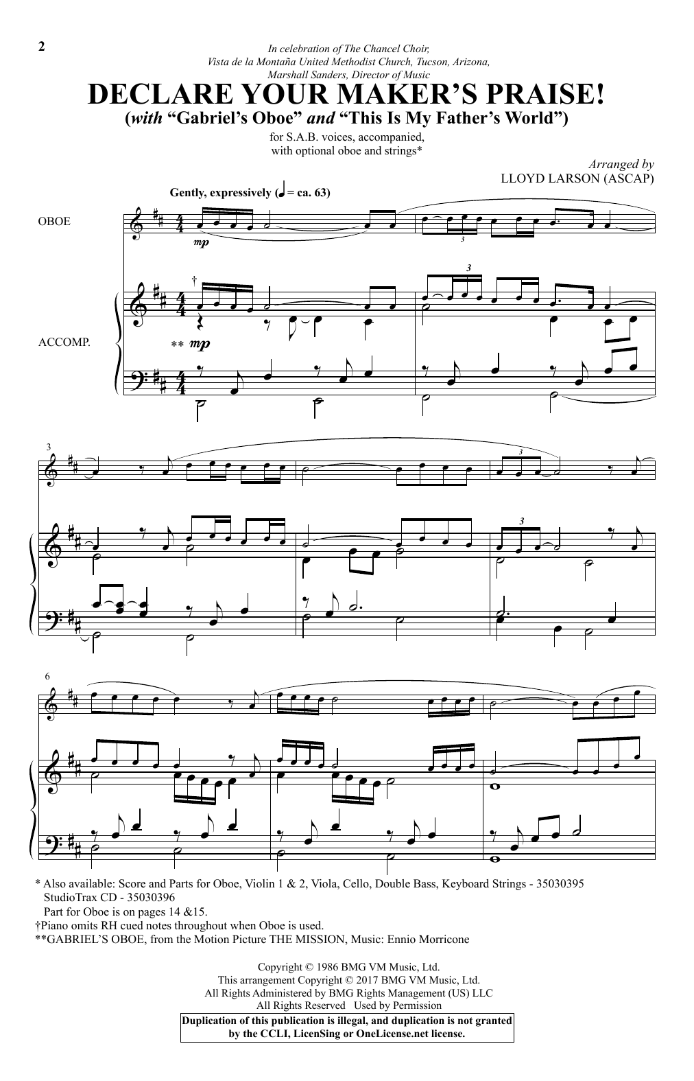 Lloyd Larson Declare Your Maker's Praise! Sheet Music