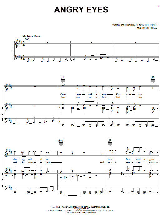 Loggins & Messina Angry Eyes Sheet Music