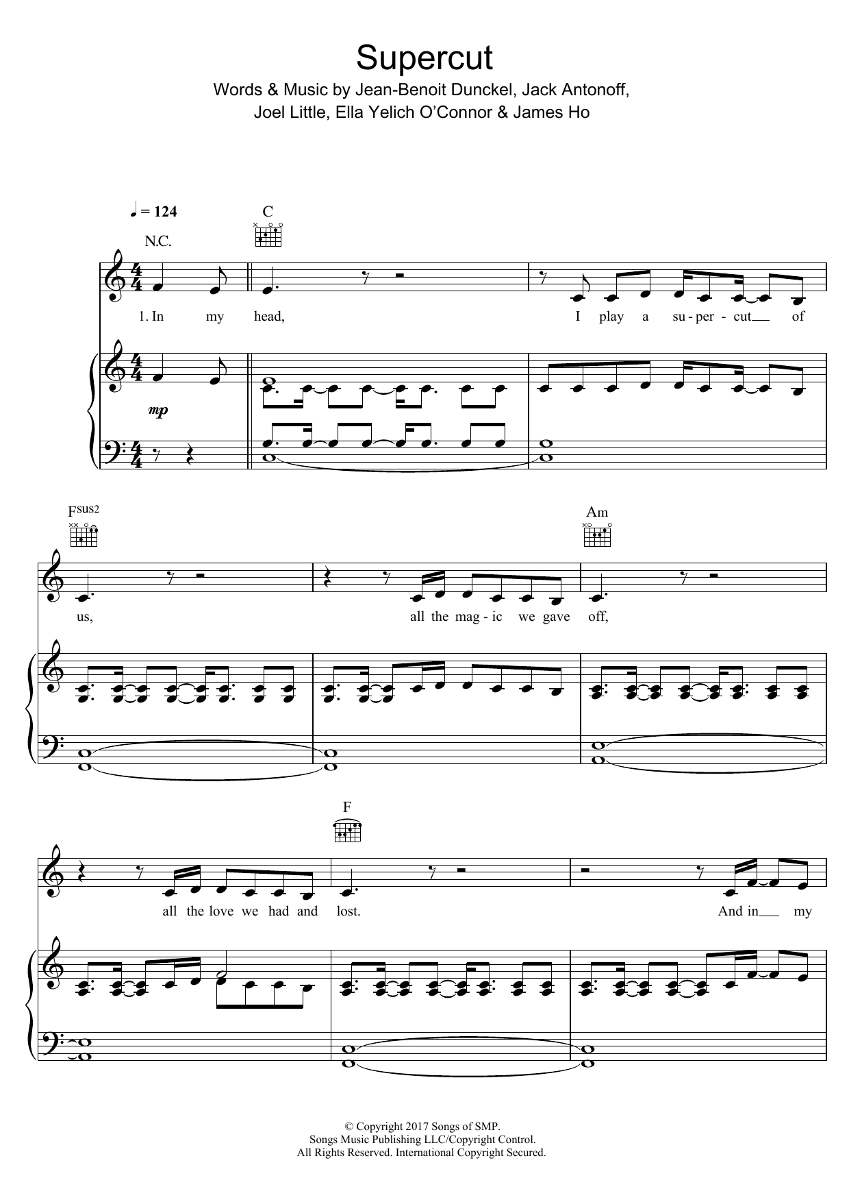 Lorde Supercut Sheet Music