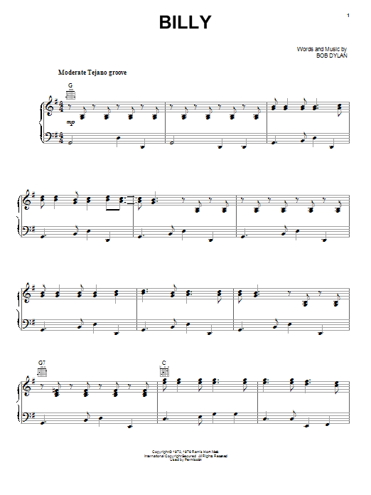 Los Lobos Billy Sheet Music