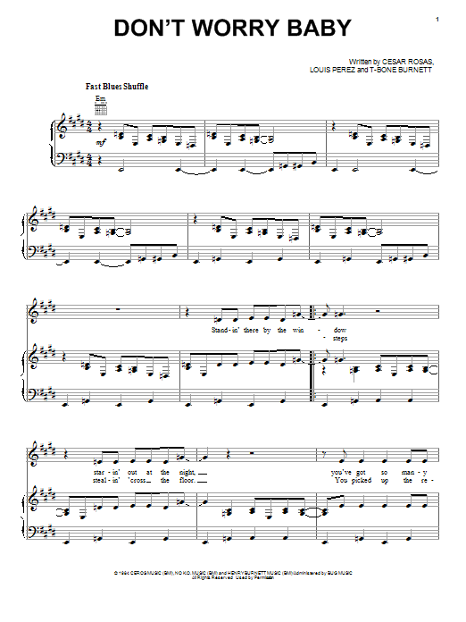 Los Lobos Don't Worry Baby Sheet Music