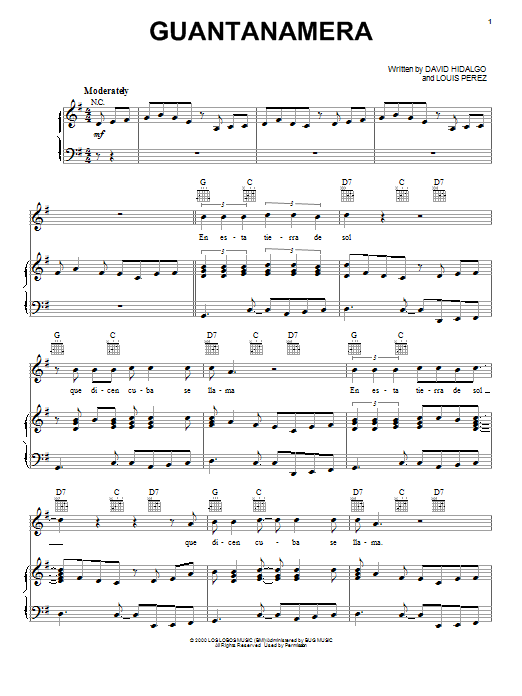 Los Lobos Guantanamera Sheet Music