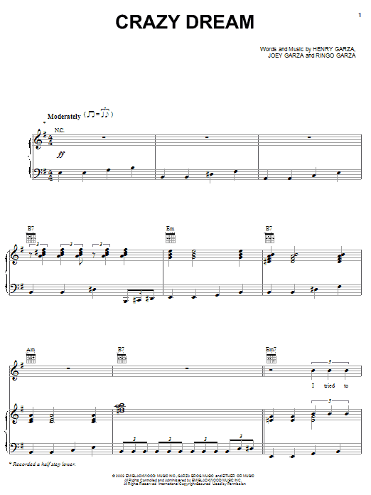 Los Lonely Boys Crazy Dream Sheet Music