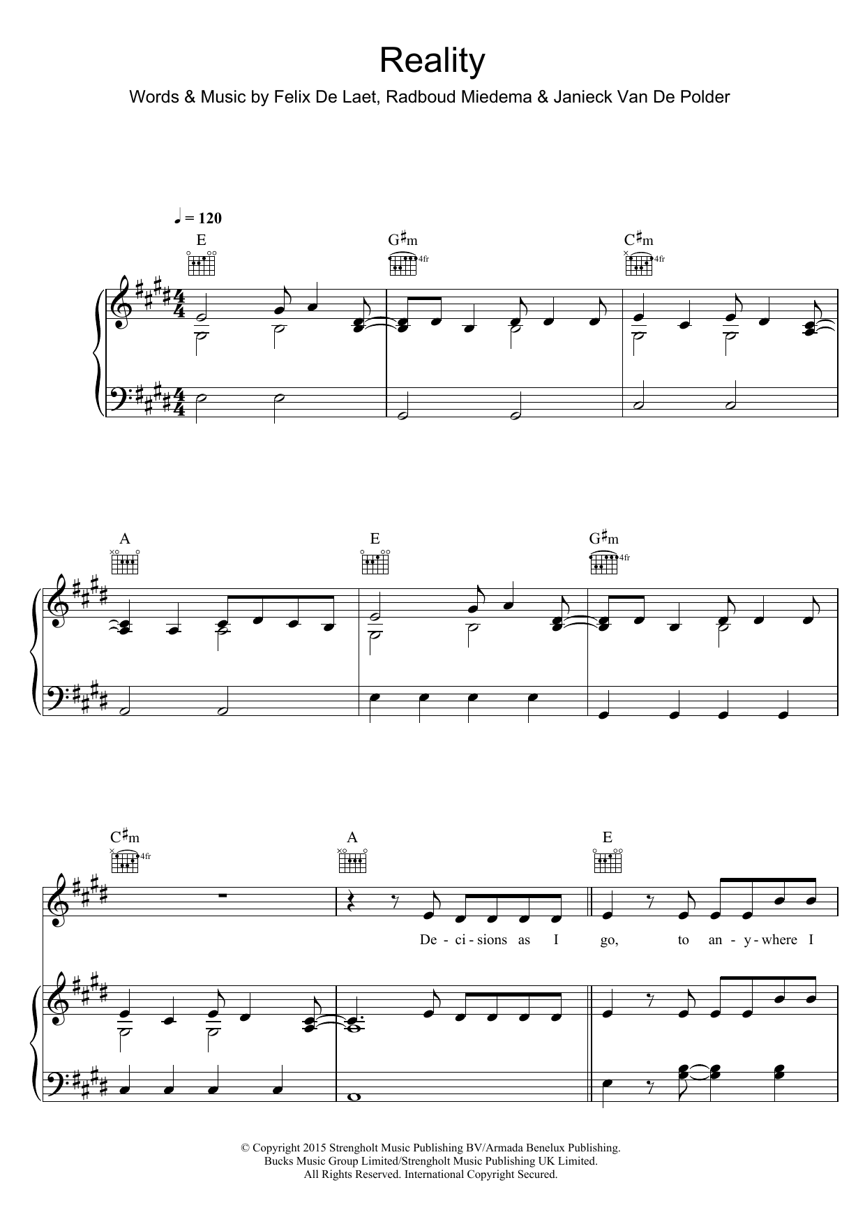 Lost Frequencies Reality Sheet Music