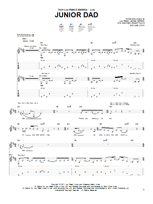 Lou Reed & Metallica Junior Dad Sheet Music