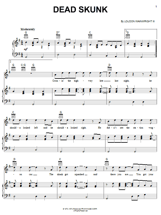 Loudon Wainwright III Dead Skunk Sheet Music