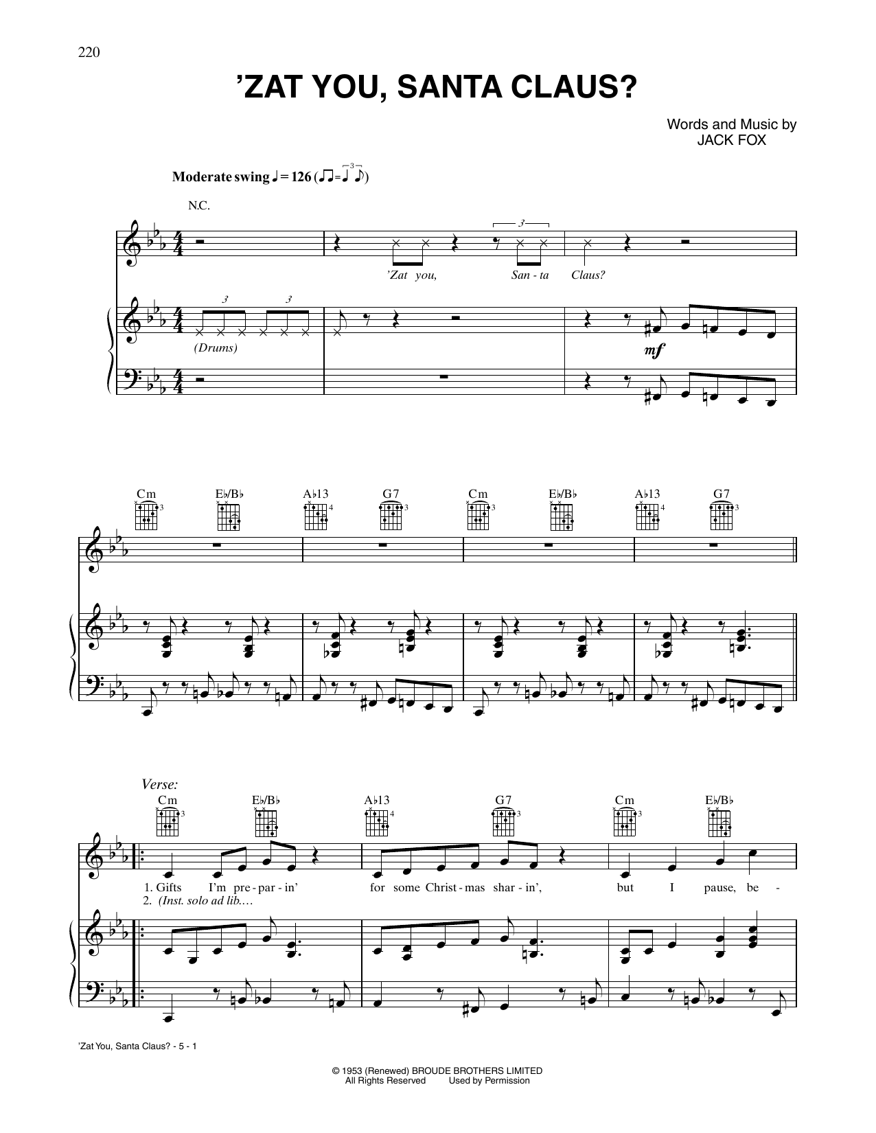 Louis Armstrong and The Commanders 'Zat You, Santa Claus? Sheet Music