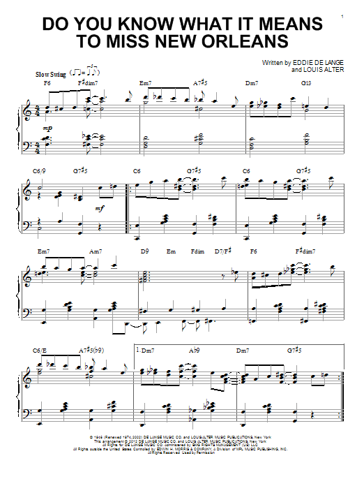 Louis Armstrong Do You Know What It Means To Miss New Orleans (arr. Brent Edstrom) Sheet Music