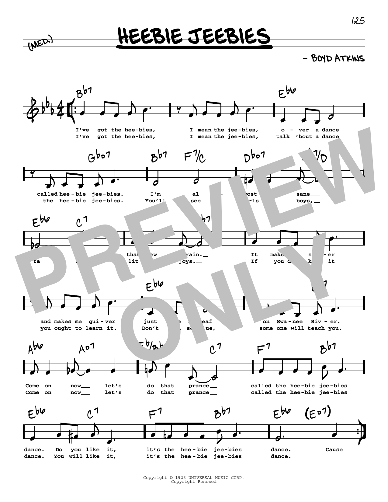 Louis Armstrong Heebie Jeebies (Low Voice) Sheet Music