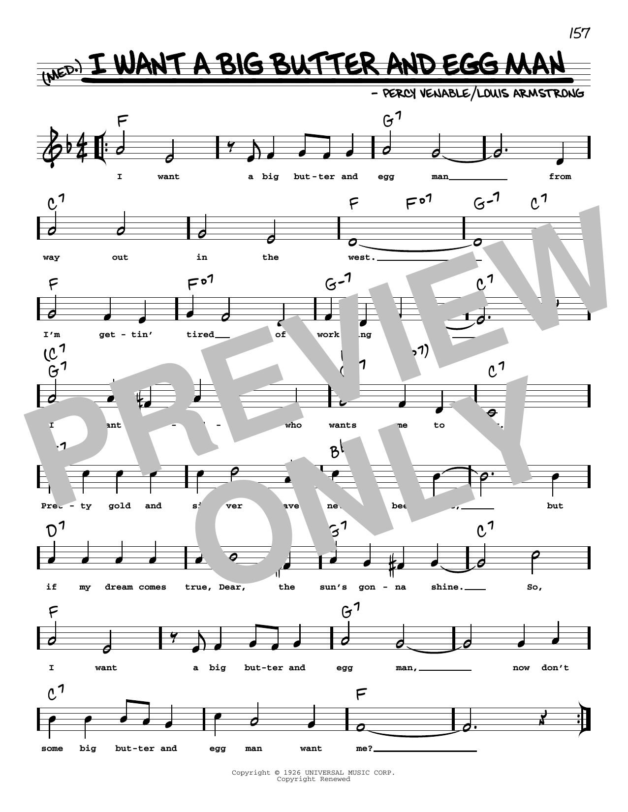 Louis Armstrong I Want A Big Butter And Egg Man (arr. Robert Rawlins) Sheet Music