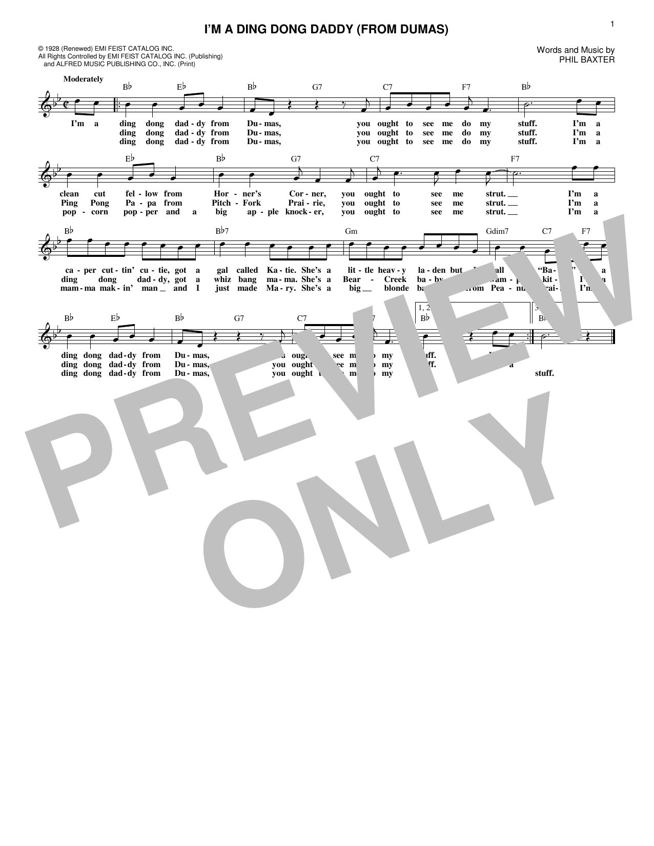 Louis Armstrong I'm A Ding Dong Daddy (From Dumas) Sheet Music