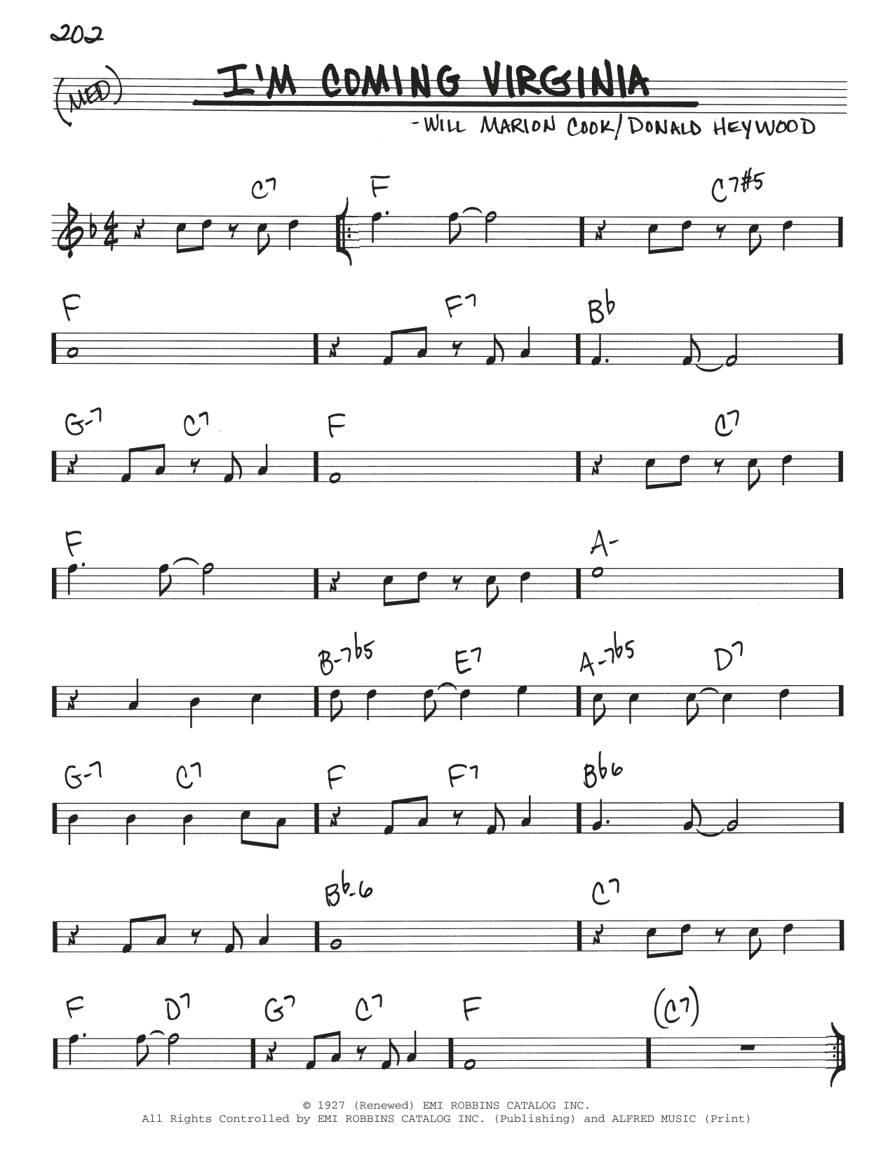 Louis Armstrong I'm Coming Virginia Sheet Music