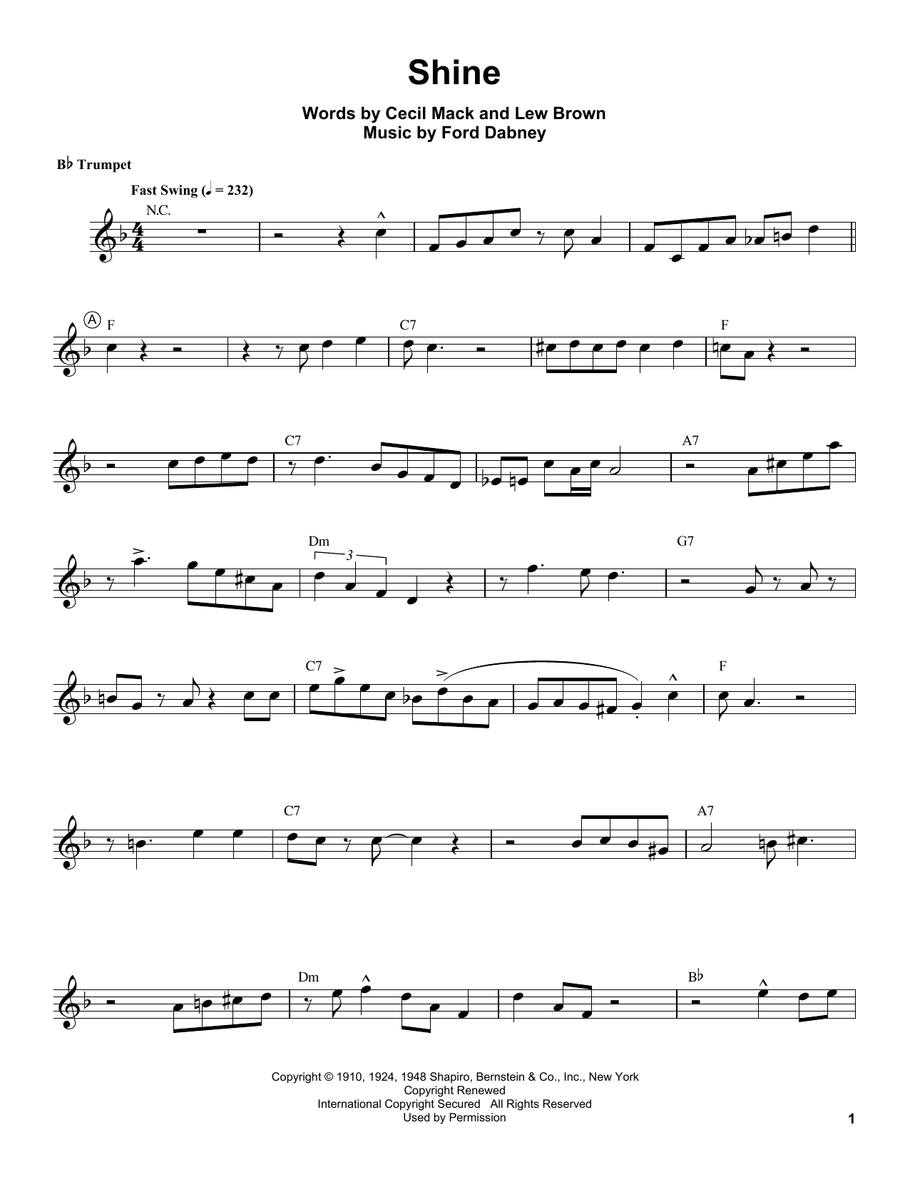 Louis Armstrong Shine Sheet Music