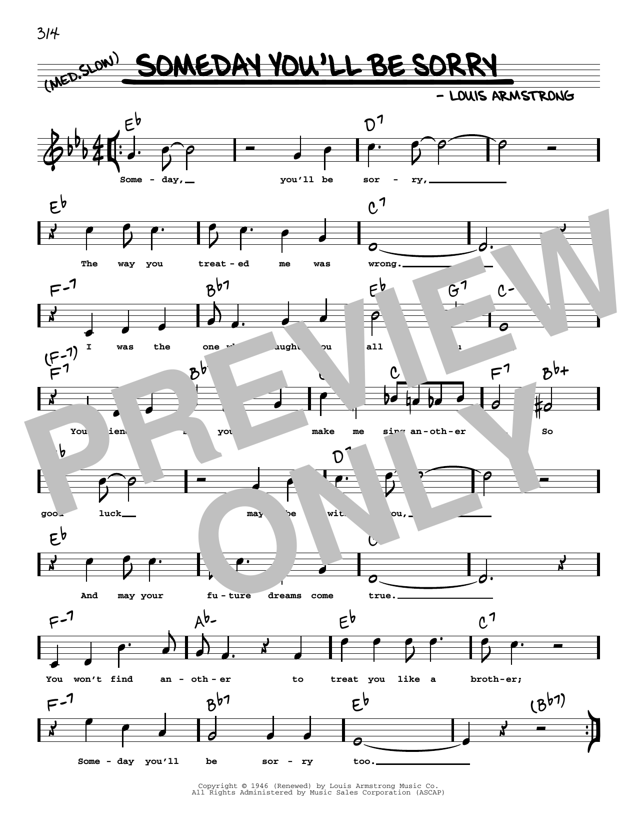 Louis Armstrong Someday You'll Be Sorry (arr. Robert Rawlins) Sheet Music