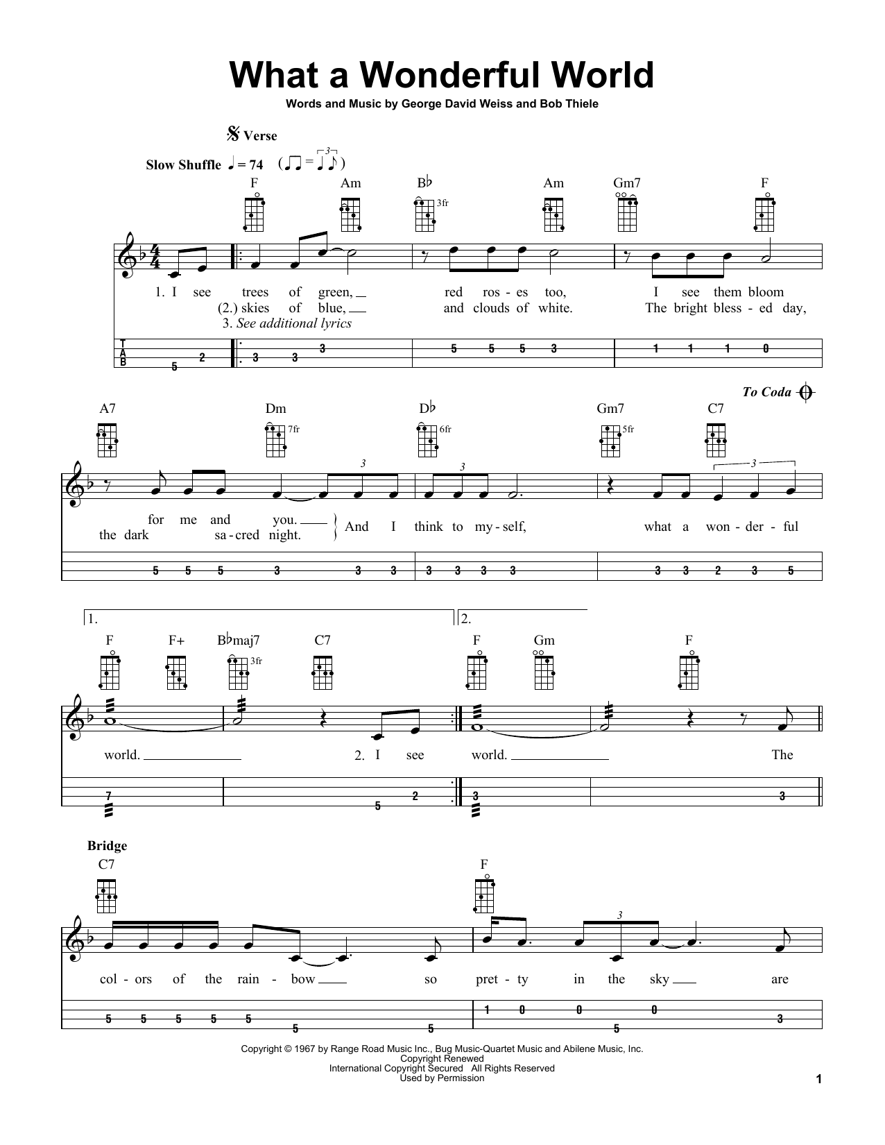 Louis Armstrong What A Wonderful World (arr. Bobby Westfall) Sheet Music
