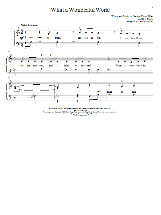 Louis Armstrong What A Wonderful World (arr. Carolyn Miller) Sheet Music