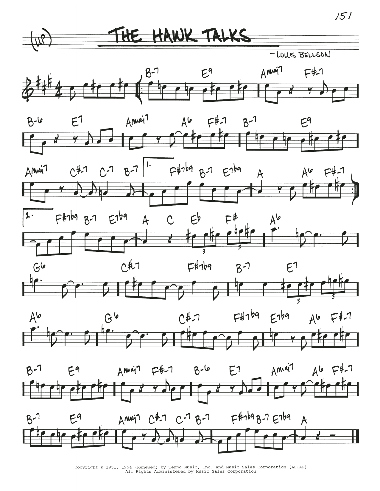 Louis Bellson The Hawk Talks Sheet Music
