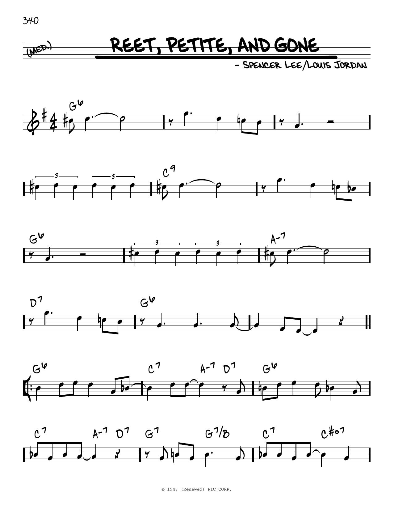 Louis Jordan Reet Petite And Gone Sheet Music