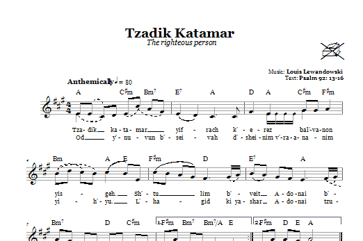Louis Lewandowski Tzadik Katamar (The Righteous Person) Sheet Music