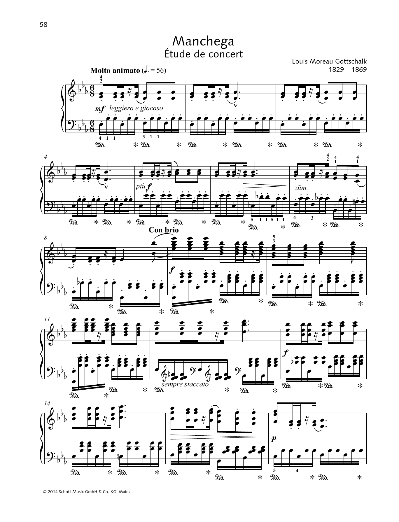 Louis Moreau Gottschalk Manchega Sheet Music