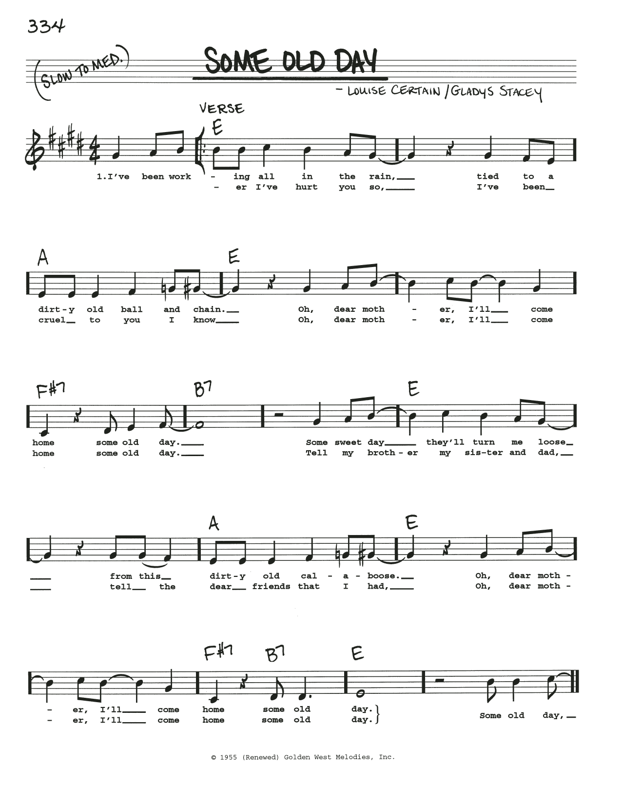 Louise Certain Some Old Day Sheet Music