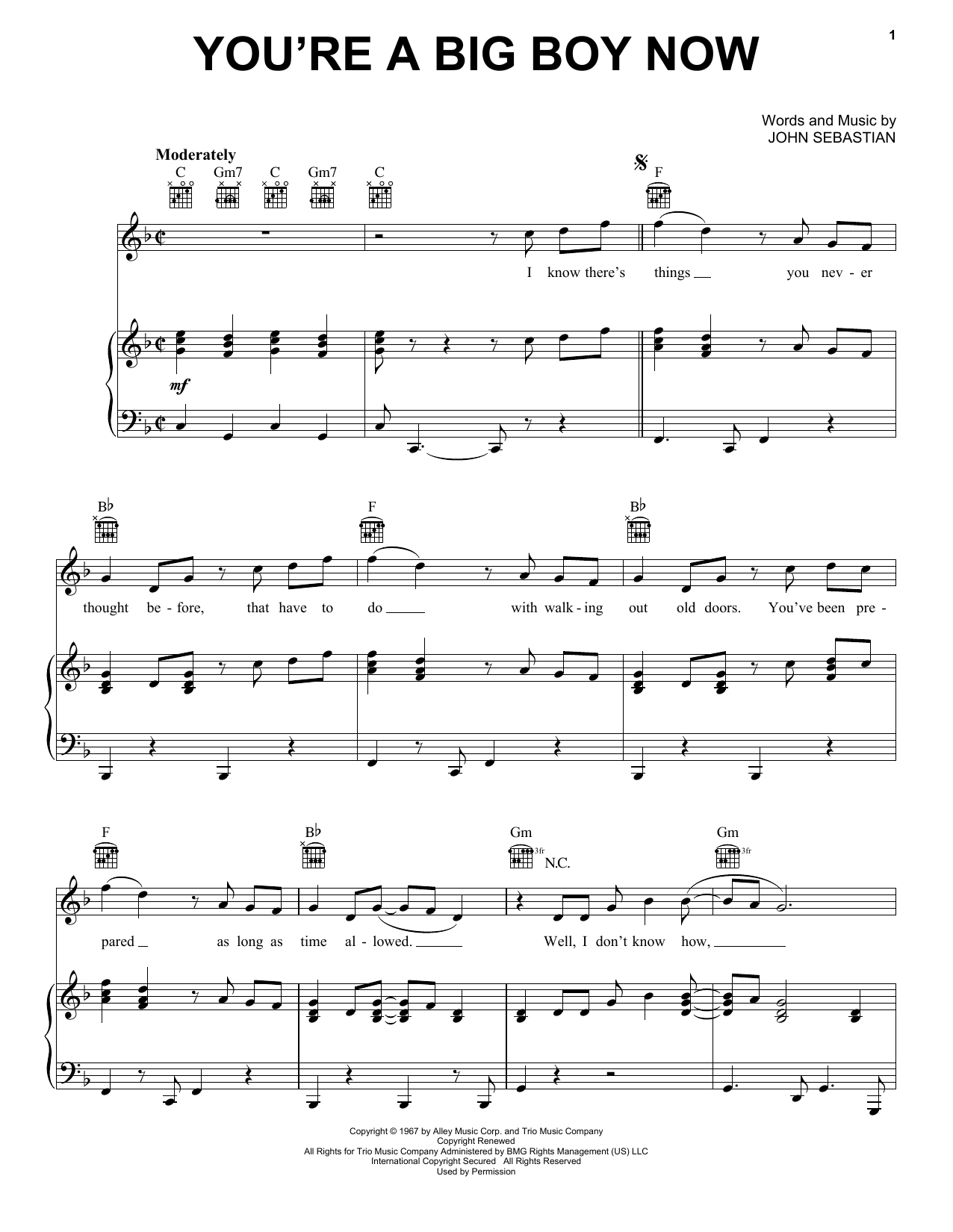 Lovin' Spoonful You're A Big Boy Now Sheet Music