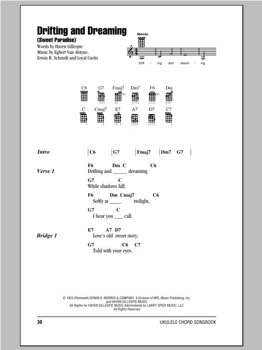 Loyal Curtis Drifting And Dreaming (Sweet Paradise) Sheet Music