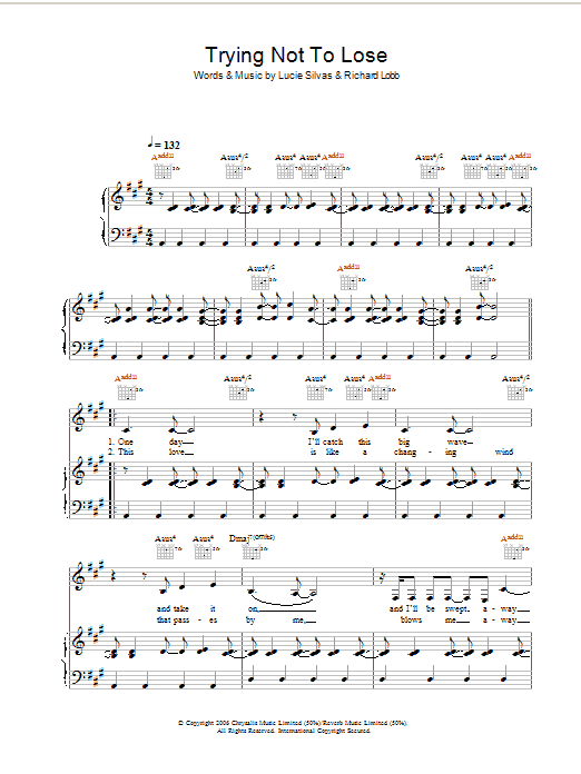 Lucie Silvas Trying Not To Lose Sheet Music