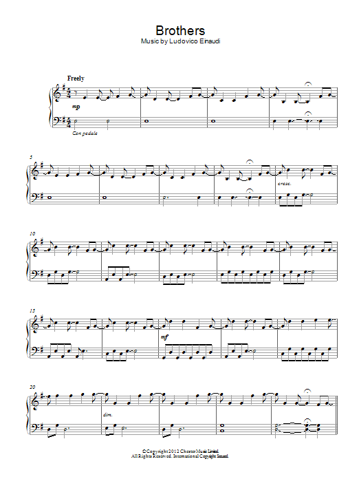 Ludovico Einaudi Brothers Sheet Music