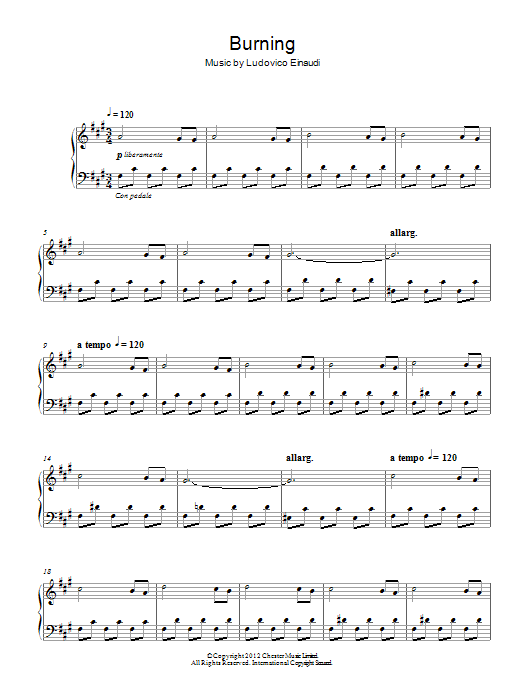 Ludovico Einaudi Burning Sheet Music